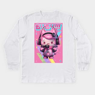 MC HAPPY - AUDIO THINGYS COLLECTION | Anime Manga Kawaii Chibi Musician Pop Art Design | PROUD OTAKU Kids Long Sleeve T-Shirt